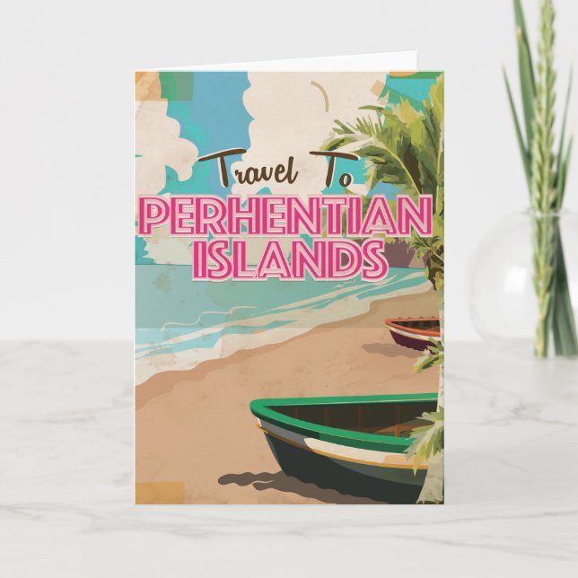 Perhentian Islands Vintage vacation Poster Holiday Card (Front)