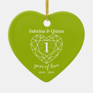 Peridot 1st wedding anniversary green photo ceramic ornament