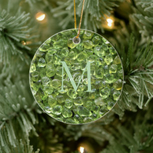 Peridot Birthstone Monogram Personalised Name Ceramic Ornament