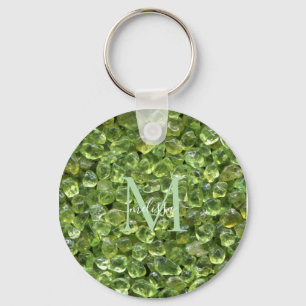 Peridot Birthstone Monogram Personalised Name Key Ring