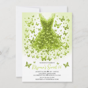 Peridot Crystal Butterfly Dress August Birthstone Invitation