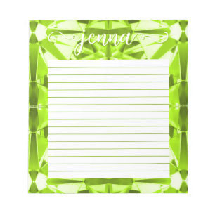 Peridot Gemstone Lined Personalised Notepad