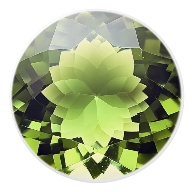 Peridot Green Gemstone Pattern Ceramic Knob (Front)