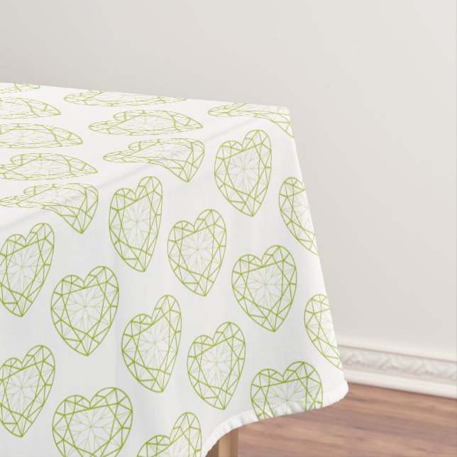 Peridot green gemstones heart line pattern cloth (In Situ)