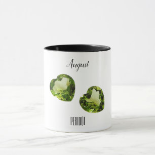 Peridot Green Heart Coffee Mug August Gemstone