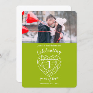 Peridot heart 1st anniversary 1 year photo invites