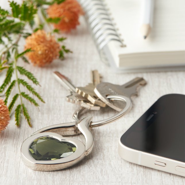 Peridot Heart Key Ring (Side)