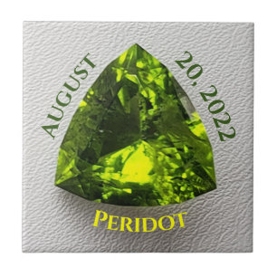 Peridot Trillion Keychain Golf Hat Clip Ring Silve Ceramic Tile
