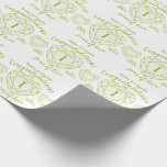 Peridot wedding anniversary 1 year white green wrapping paper<br><div class="desc">Peridot celebrating 1 year of love anniversary white lime green wrapping paper. Simple outline heart stone effect line art graphics lime green and white 1st Wedding Anniversary wrapping paper. Customise with your own first wedding anniversary names and marriage from and to years. The 1st wedding anniversary is associated with the...</div>