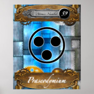 Periodic Element Praseodymium Atomic #59 Poster