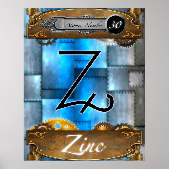 Periodic Element Zinc Atomic Number #30 Poster (Front)