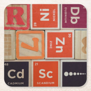 Periodic Elements Zinc Science Square Paper Coaster