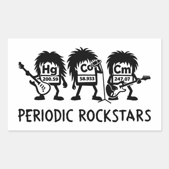 Periodic Rockstars Chemistry Humor Rectangular Sticker (Front)