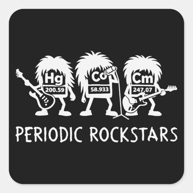 Periodic Rockstars Chemistry Humor Square Sticker (Front)
