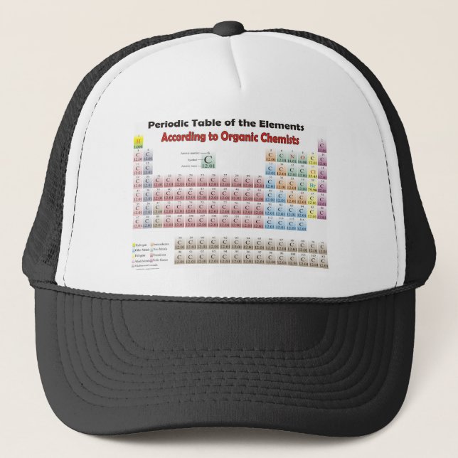 PERIODIC TABLE According to Organic Chemists Trucker Hat (Front)