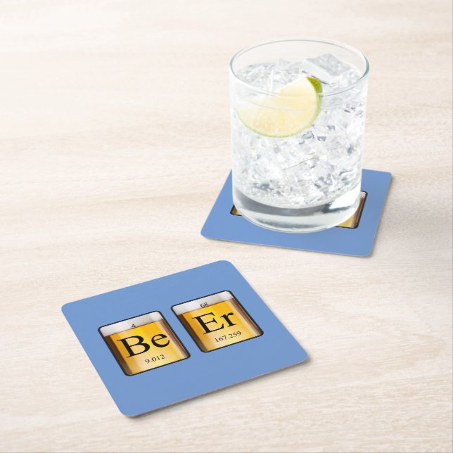 Periodic Table: Be Er Square Paper Coaster (Insitu)