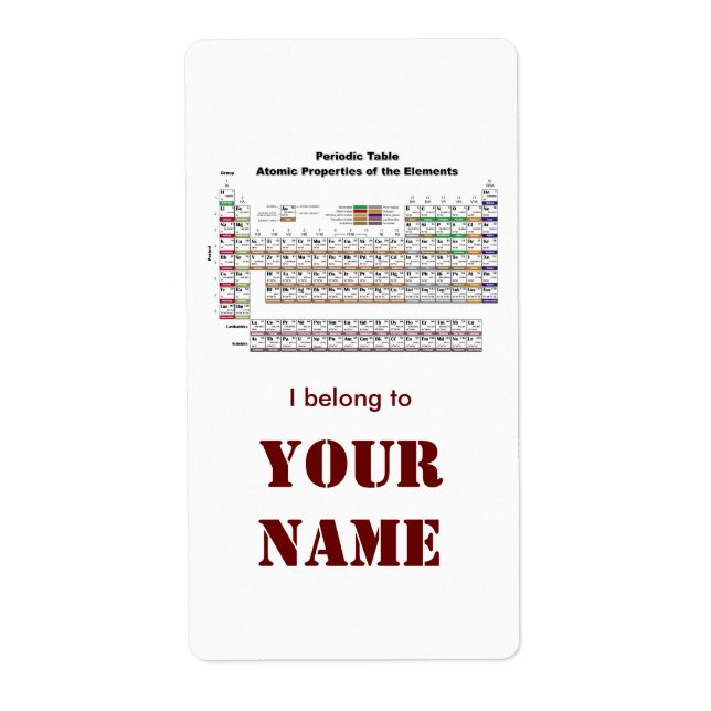 Periodic Table bookplate sticker (Front)