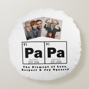 Periodic Table Element of PAPA, Gift for Dad Round Cushion