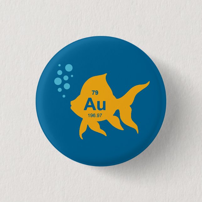 Periodic Table Elemental Gold Fish 3 Cm Round Badge (Front)