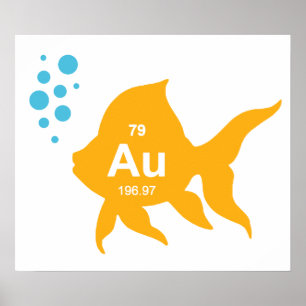 Periodic Table Elemental Gold Fish Poster