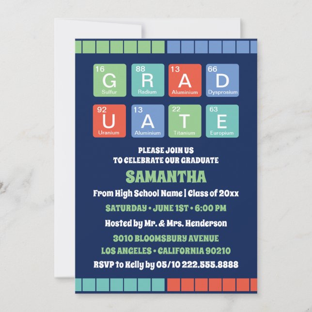 Periodic Table Elements Graduation Party Invitation (Front)