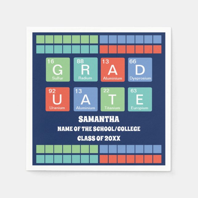 Periodic Table Elements Graduation Party Napkin (Front)
