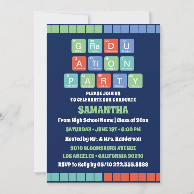 Periodic Table Elements Photo Graduation Party Invitation (Front)