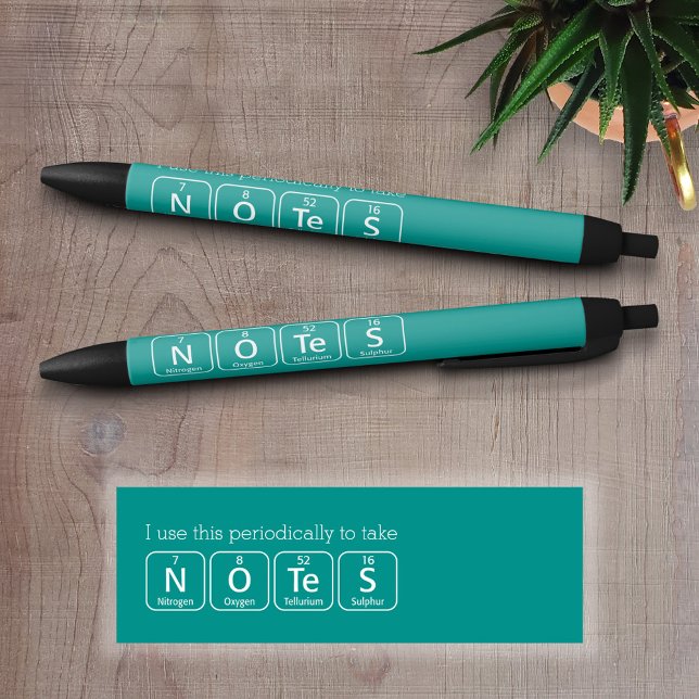 Periodic Table Elements Spelling Notes Black Ink Pen (Periodic Table of Elements spelling NOTES)
