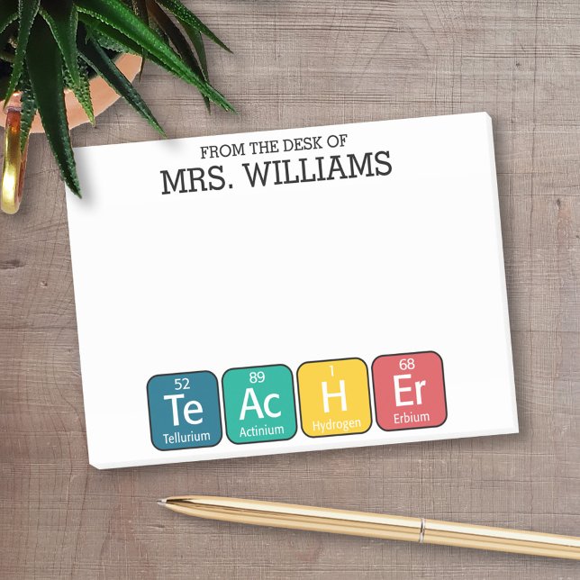 Periodic Table Elements Spelling Teacher Post-it Notes (Personalized Post-it Notes for Teachers)