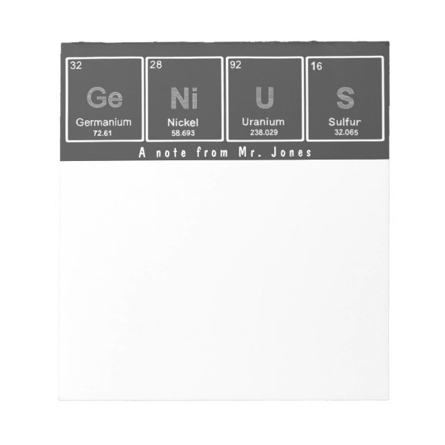 Periodic table GeNiUS notepad (Front)