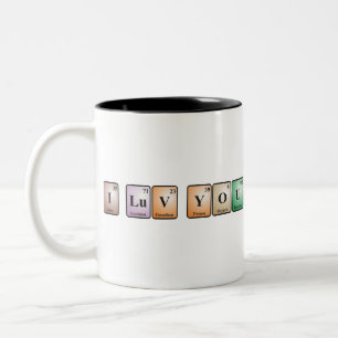 Periodic Table - I Luv You Two-Tone Coffee Mug