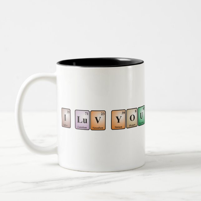 Periodic Table - I Luv You Two-Tone Coffee Mug (Left)