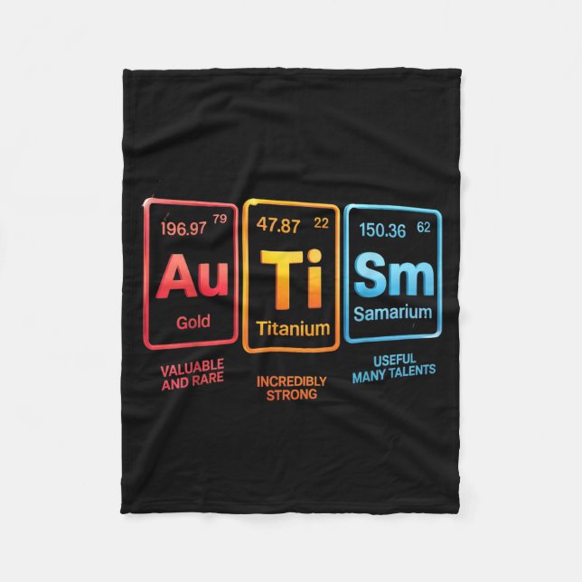 Periodic Table Inspired Autism Science Element Des Fleece Blanket (Front)