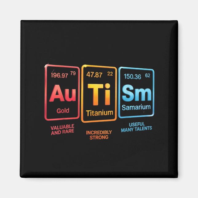 Periodic Table Inspired Autism Science Element Des Magnet (Front)