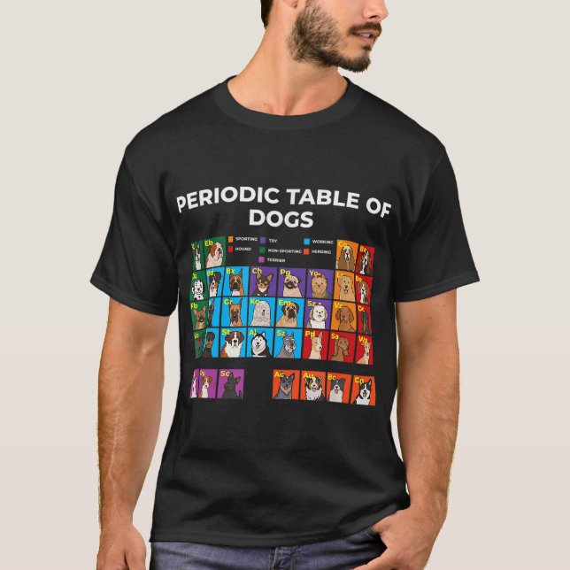 Periodic Table of Dogs, Dog Lover, Funny Science T-Shirt (Front)