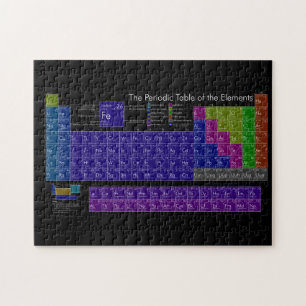 Periodic table of elements colourful black back jigsaw puzzle