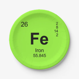 Periodic Table of Elements (Iron) Paper Plate
