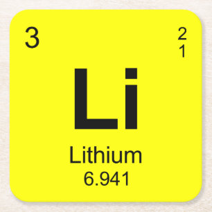 Periodic Table of Elements (Lithium) Square Paper Coaster