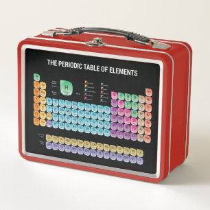 Periodic table of elements metal lunch box