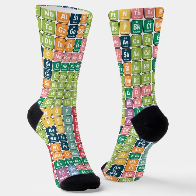 Periodic Table of Elements Pattern Socks (Angled)