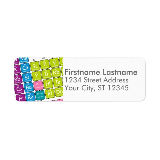 Periodic Table of Elements Return Address Label