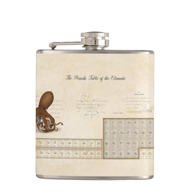 Periodic Table of Elements Steampunk Neo-Victorian Hip Flask (Front)
