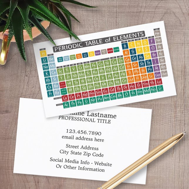 Periodic Table of Elements - Use Periodically Business Card (Custom Printed Business Cards)