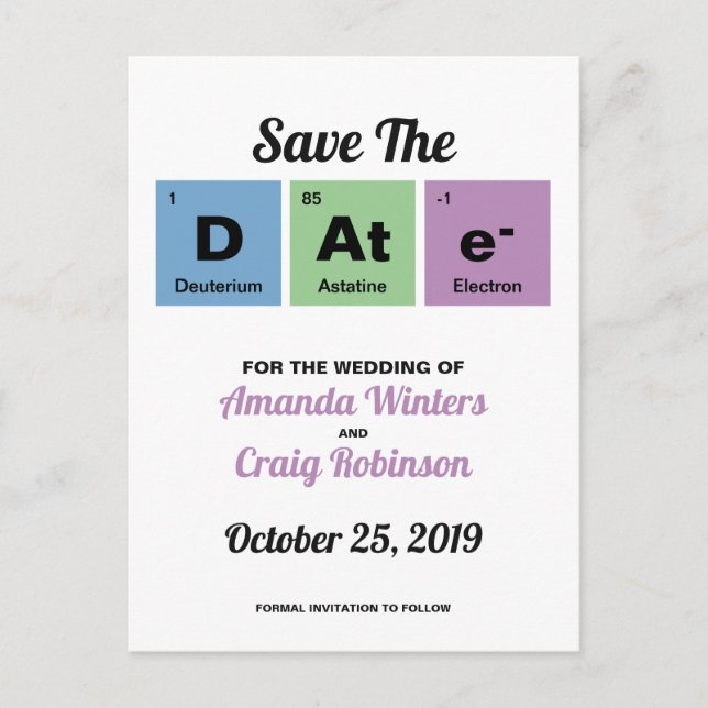 Periodic Table of the Elements Announcement Postcard (Front)