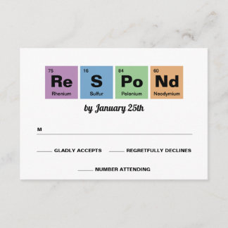 Periodic Table of the Elements Wedding RSVP Card