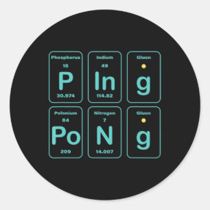 Periodic Table Ping Pong Fun Classic Round Sticker