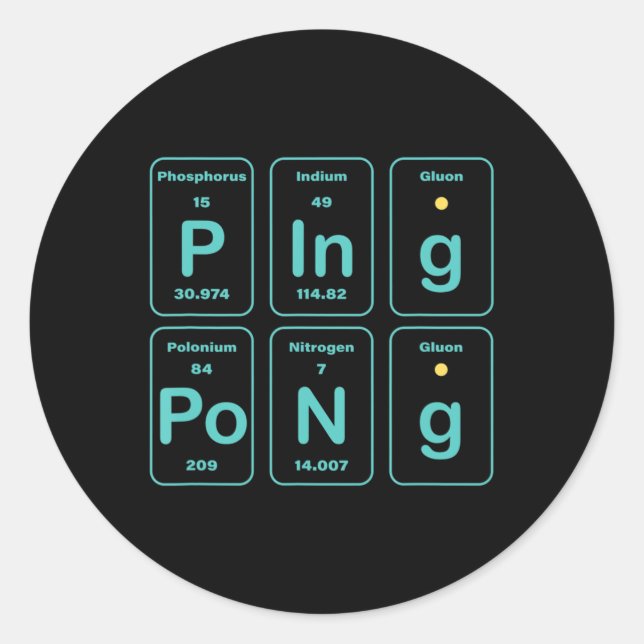 Periodic Table Ping Pong Fun  Classic Round Sticker (Front)