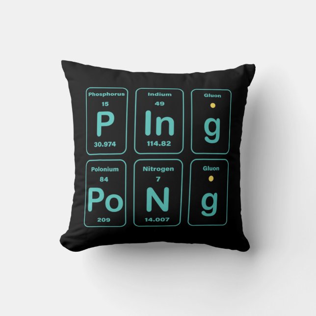 Periodic Table Ping Pong Fun  Cushion (Front)