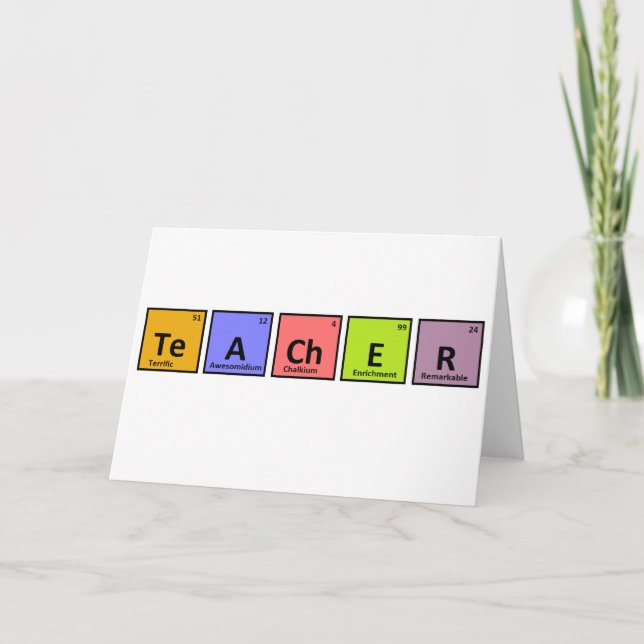 Periodic Table Teacher Appreciation Card (Front)