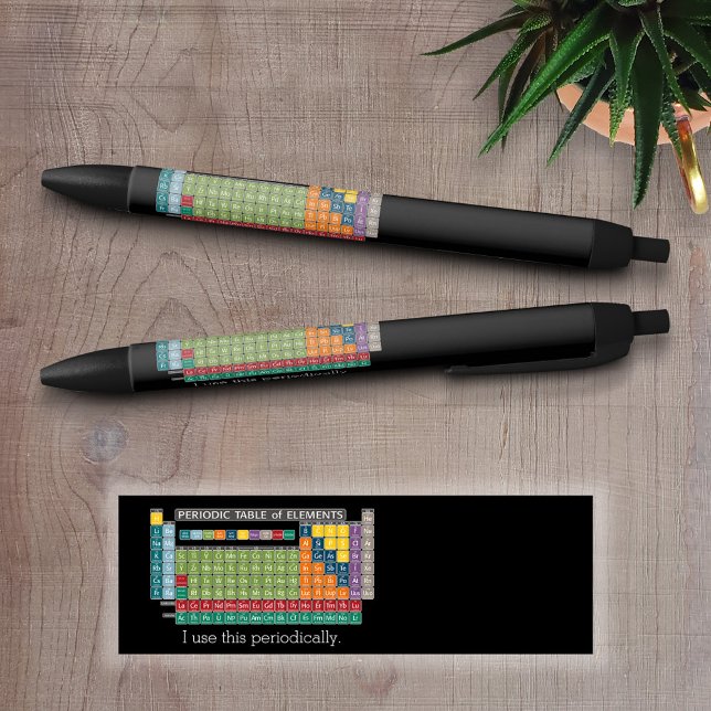 Periodically Periodic Table of Elements - Students Black Ink Pen (Periodic Table of Elements on a writing pen)